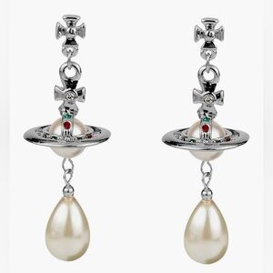 vivienne westwood Crystal saturn Pearl Dangle earrings